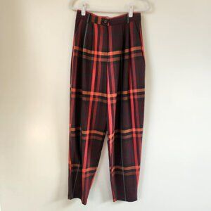 Asos Plaid Check High Waisted Tapered Trouser Pants Size 6
